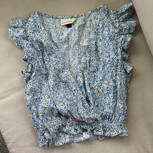 Universal Thread Blue and Yellow Floral Blouse